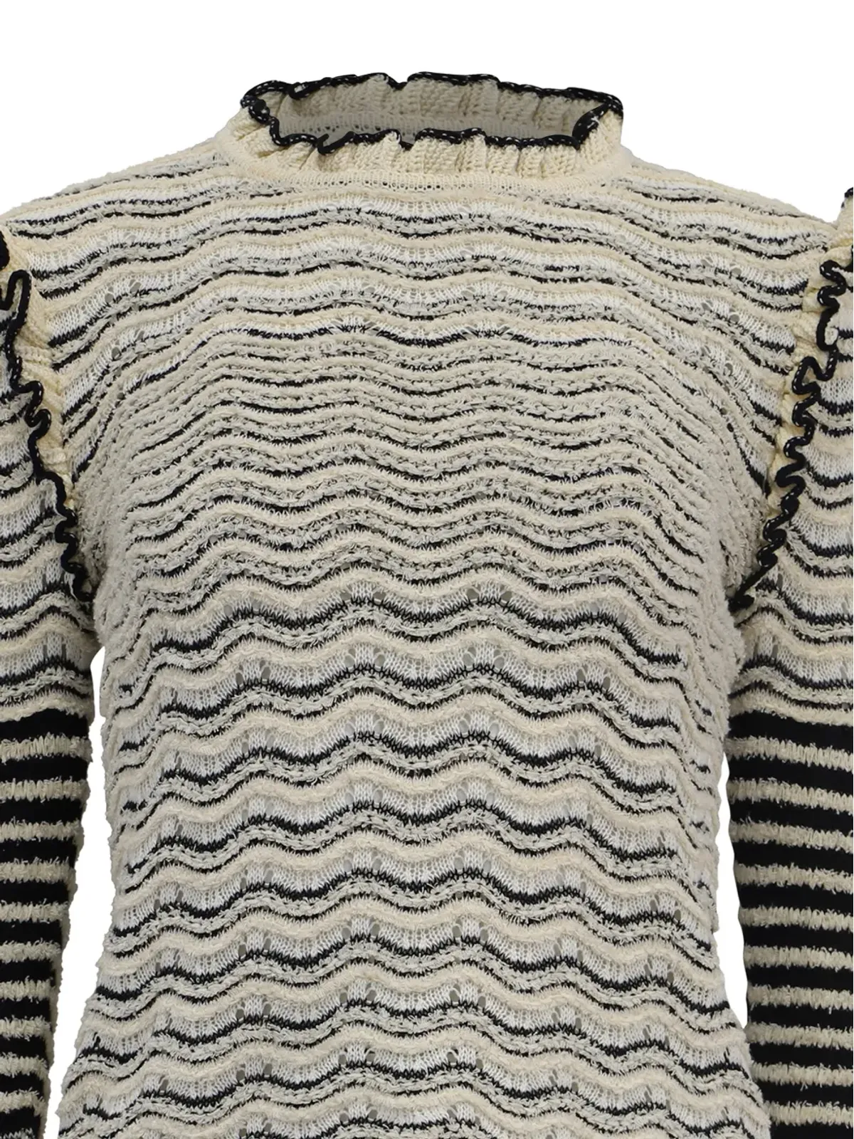 Ulla Johnson ストライプ柄フリル付きニットセーター - 画像4