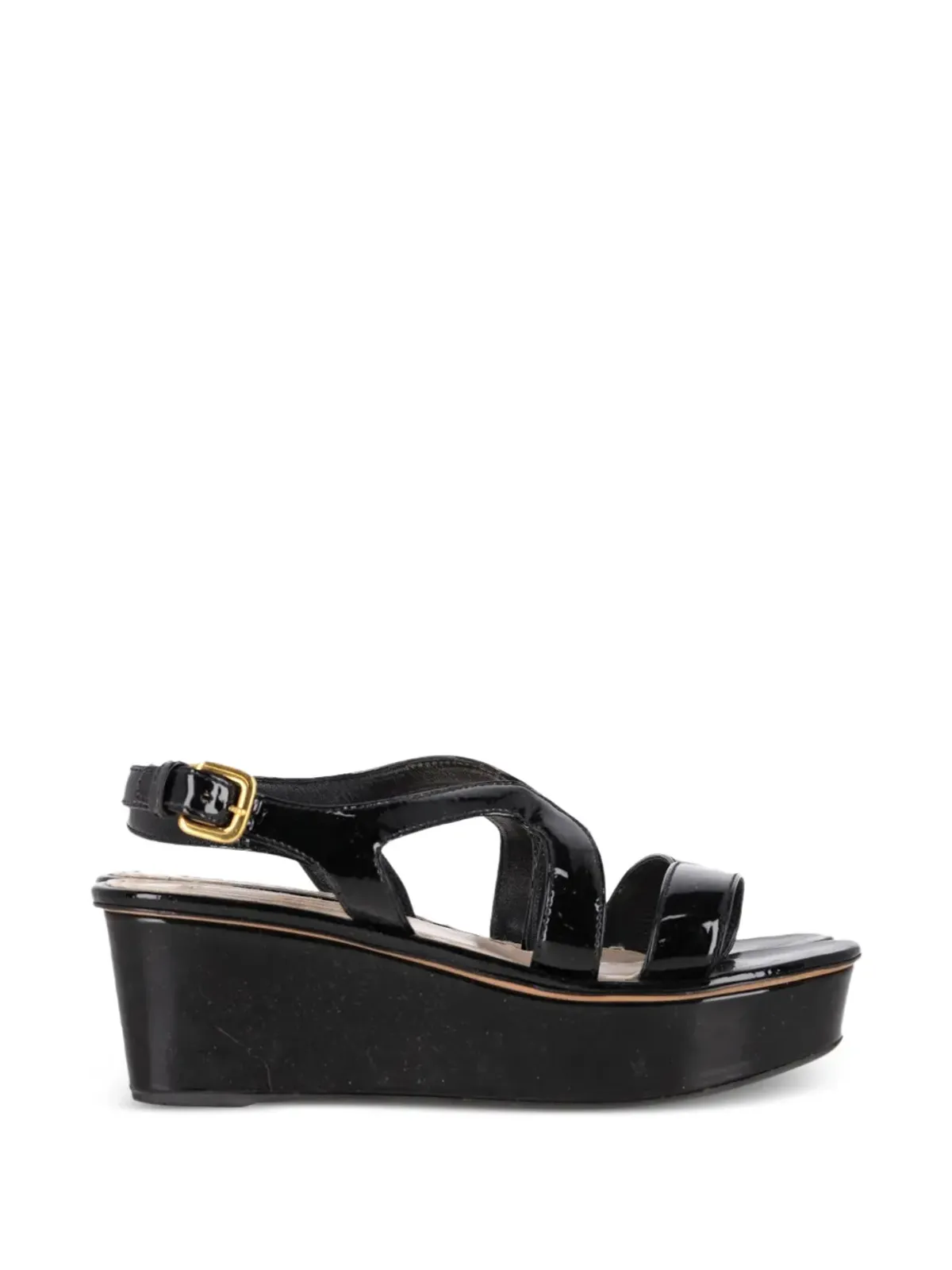 Prada Pre-Owned スリングバック・パテントレザー・ウェッジサンダル - 画像1