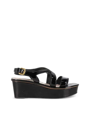 Prada Pre-Owned スリングバック・パテントレザー・ウェッジサンダル - サムネイル1