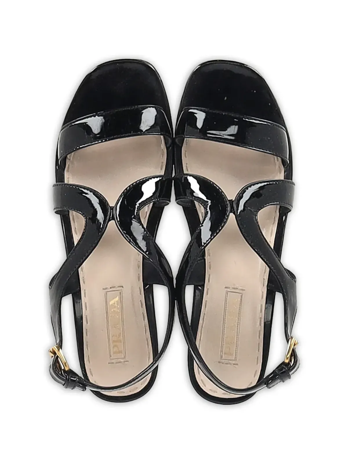 Prada Pre-Owned スリングバック・パテントレザー・ウェッジサンダル - 画像4