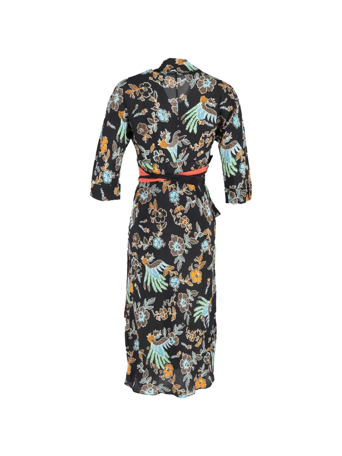Diane Von Furstenberg Vintage マダレナ ラップ ミディ ドレス ブラック - 画像2