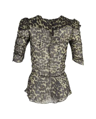 Isabel Marant Vintage Caja ruched animal-print blouse - Neutrals - サムネイル2