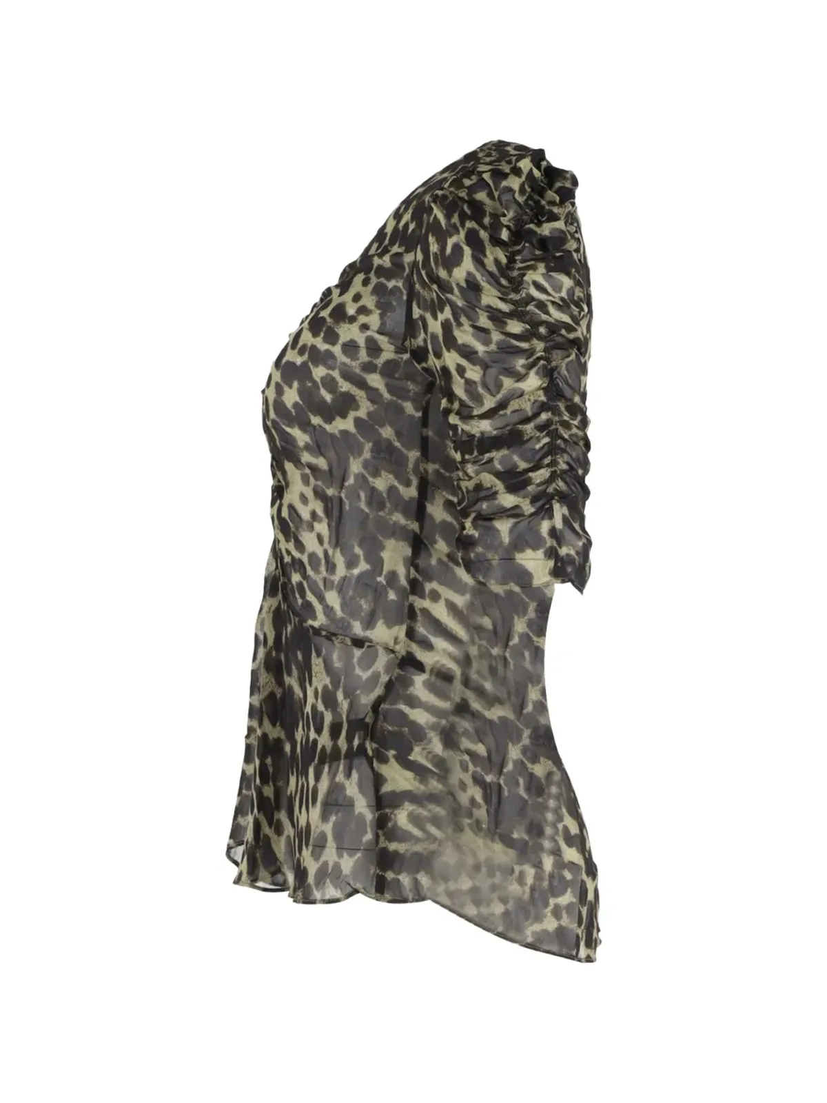 Isabel Marant Vintage Caja ruched animal-print blouse - Neutrals - 画像3