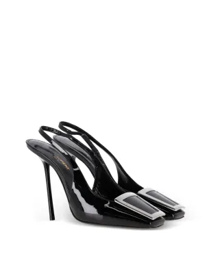 Saint Laurent Pre-Owned Pablo パブロ レザー スリングバックパンプス - ブラック - サムネイル2