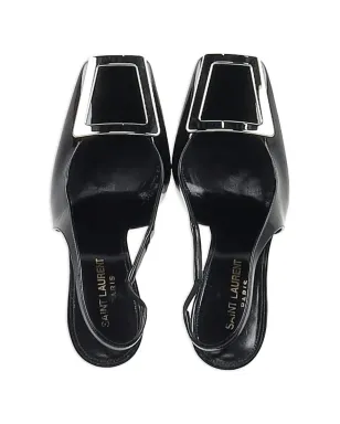 Saint Laurent Pre-Owned Pablo パブロ レザー スリングバックパンプス - ブラック - サムネイル4