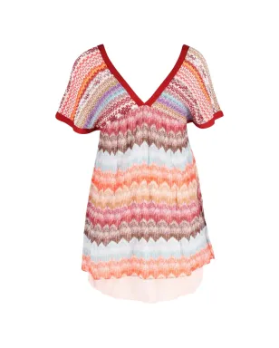 Missoni Pre-Owned コットンチェボン柄ニットのチュニックドレス - サムネイル1