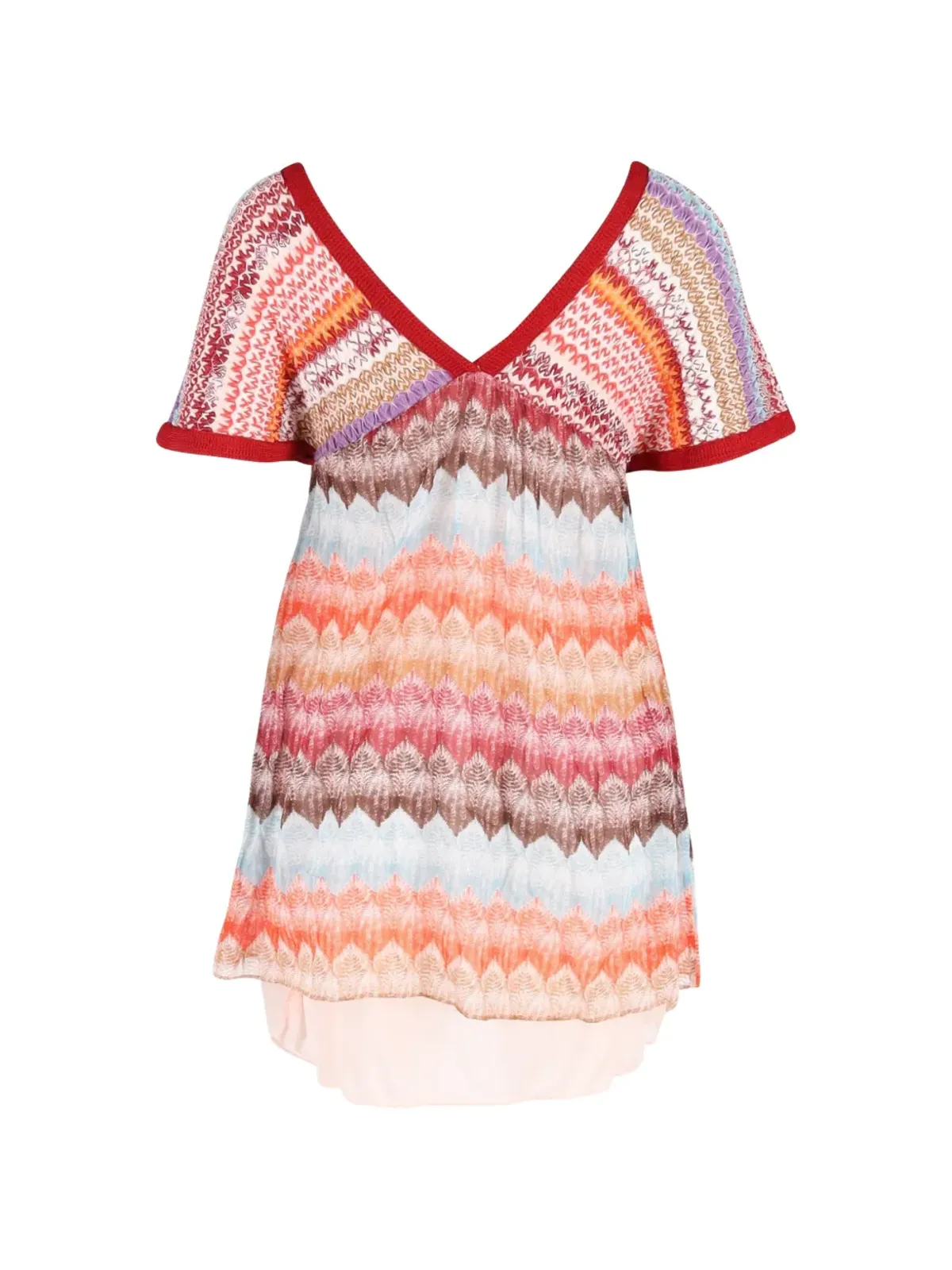 Missoni Pre-Owned コットンチェボン柄ニットのチュニックドレス - 画像2