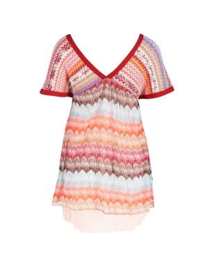 Missoni Pre-Owned コットンチェボン柄ニットのチュニックドレス - サムネイル2