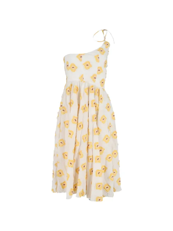 CAROLINE CONSTAS Caroline Constas 花柄ワンショルダーミディドレスの商品画像