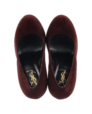 Saint Laurent ビンテージ Tribtoo プラットフォーム スエード パンプス - レッド - サムネイル4