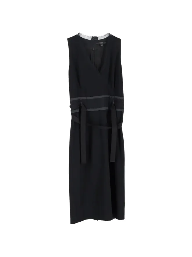 BOSS BOSS V-neck belted dress - Blackの商品画像
