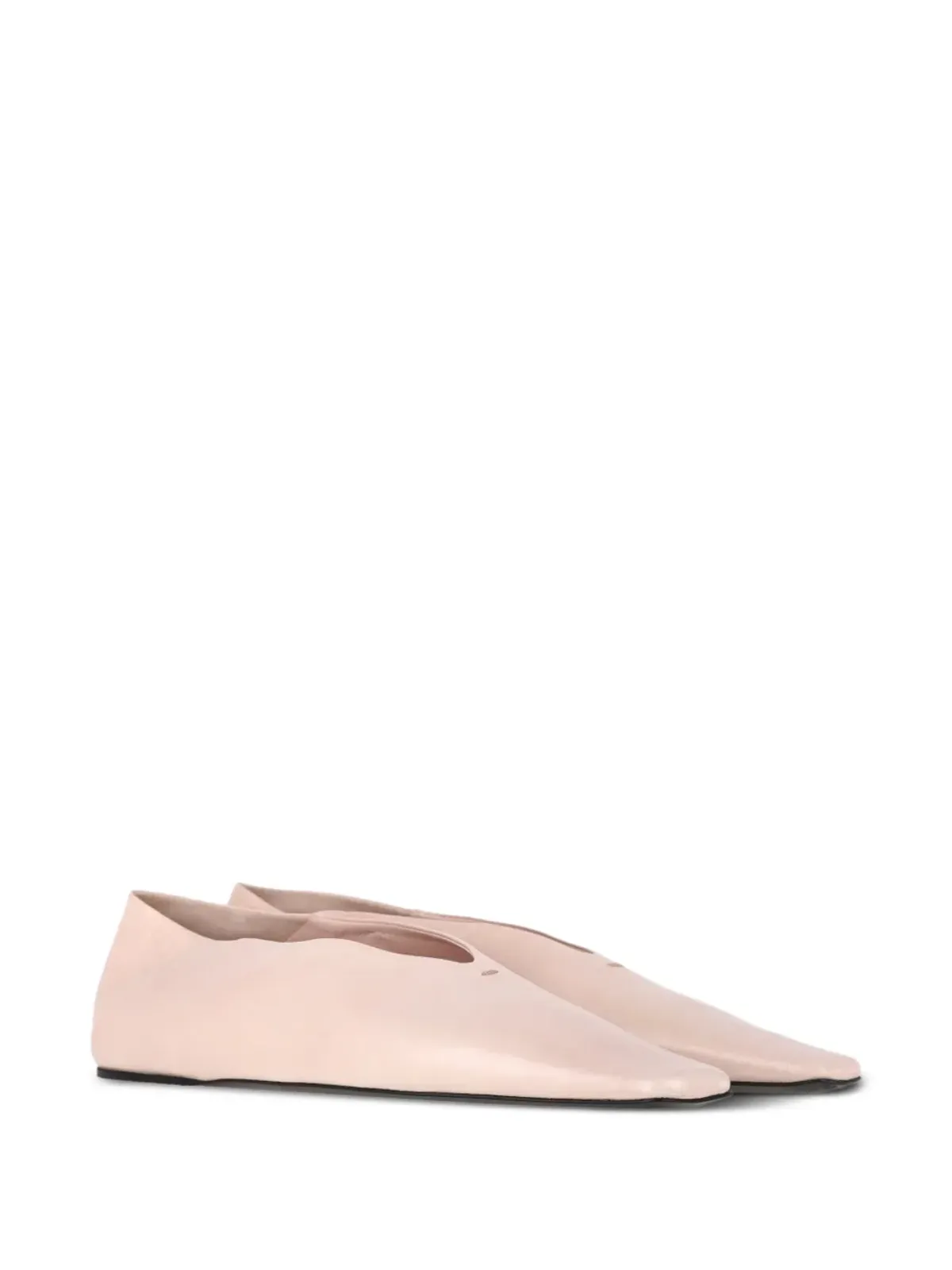 Jil Sander Pre-Owned square-toe leather ballet flats - Pink - 画像2