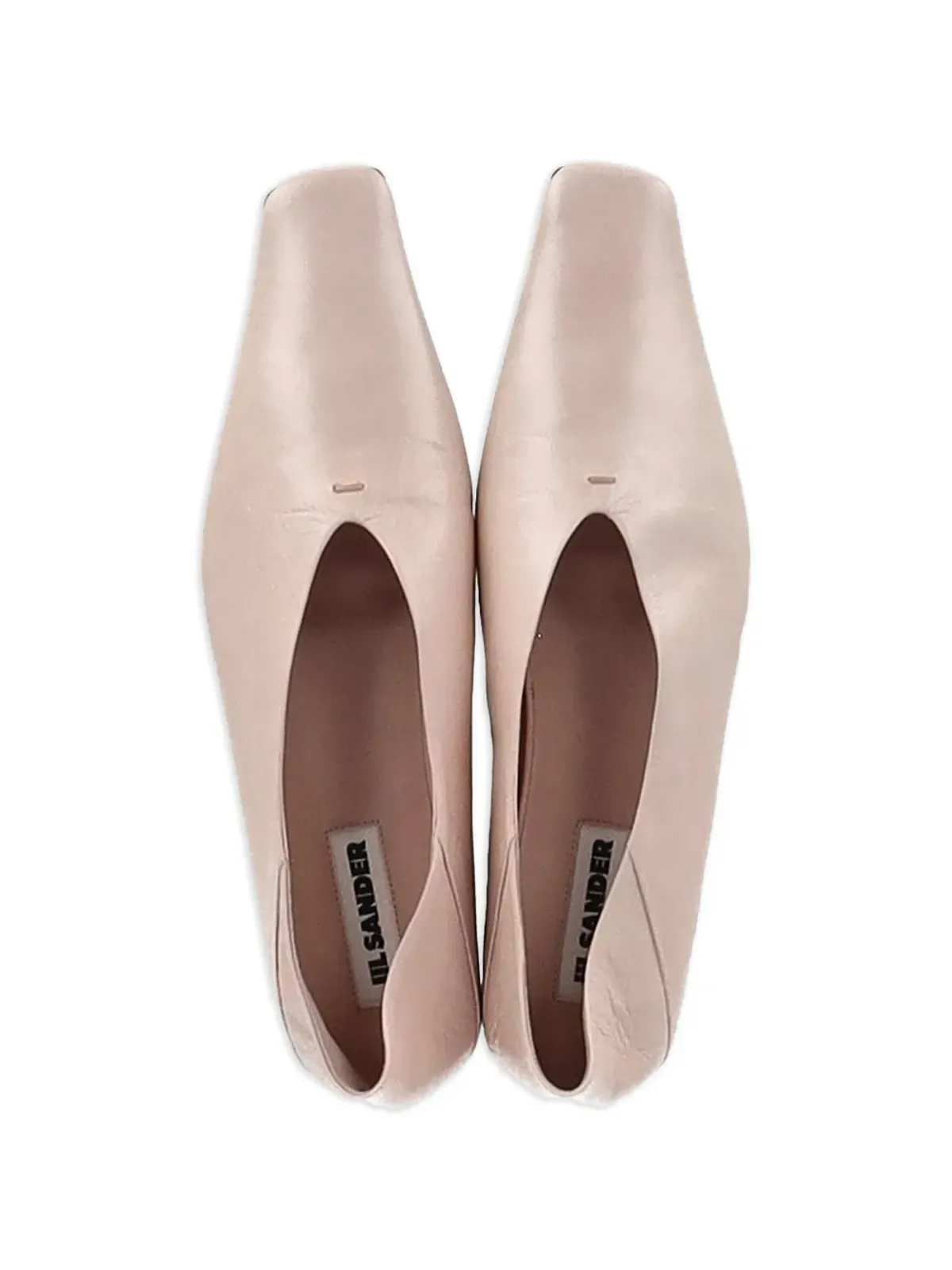 Jil Sander Pre-Owned square-toe leather ballet flats - Pink - 画像4