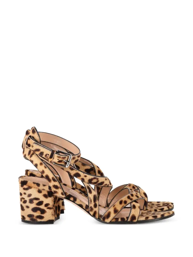 Gianvito Rossi Gianvito Rossi leopard-print block-heel sandals - Brownの商品画像