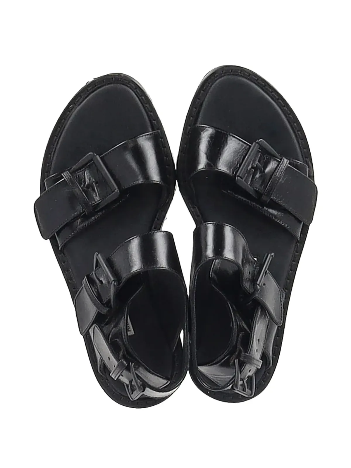 Ann Demeulemeester Vintage レザーのストラップ付きプラットフォームサンダル - ブラック - 画像5