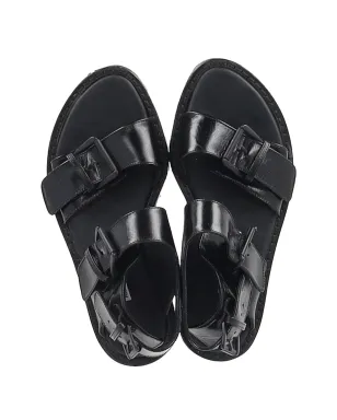 Ann Demeulemeester Vintage レザーのストラップ付きプラットフォームサンダル - ブラック - サムネイル5