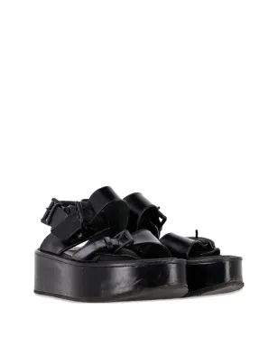 Ann Demeulemeester Vintage レザーのストラップ付きプラットフォームサンダル - ブラック - サムネイル2