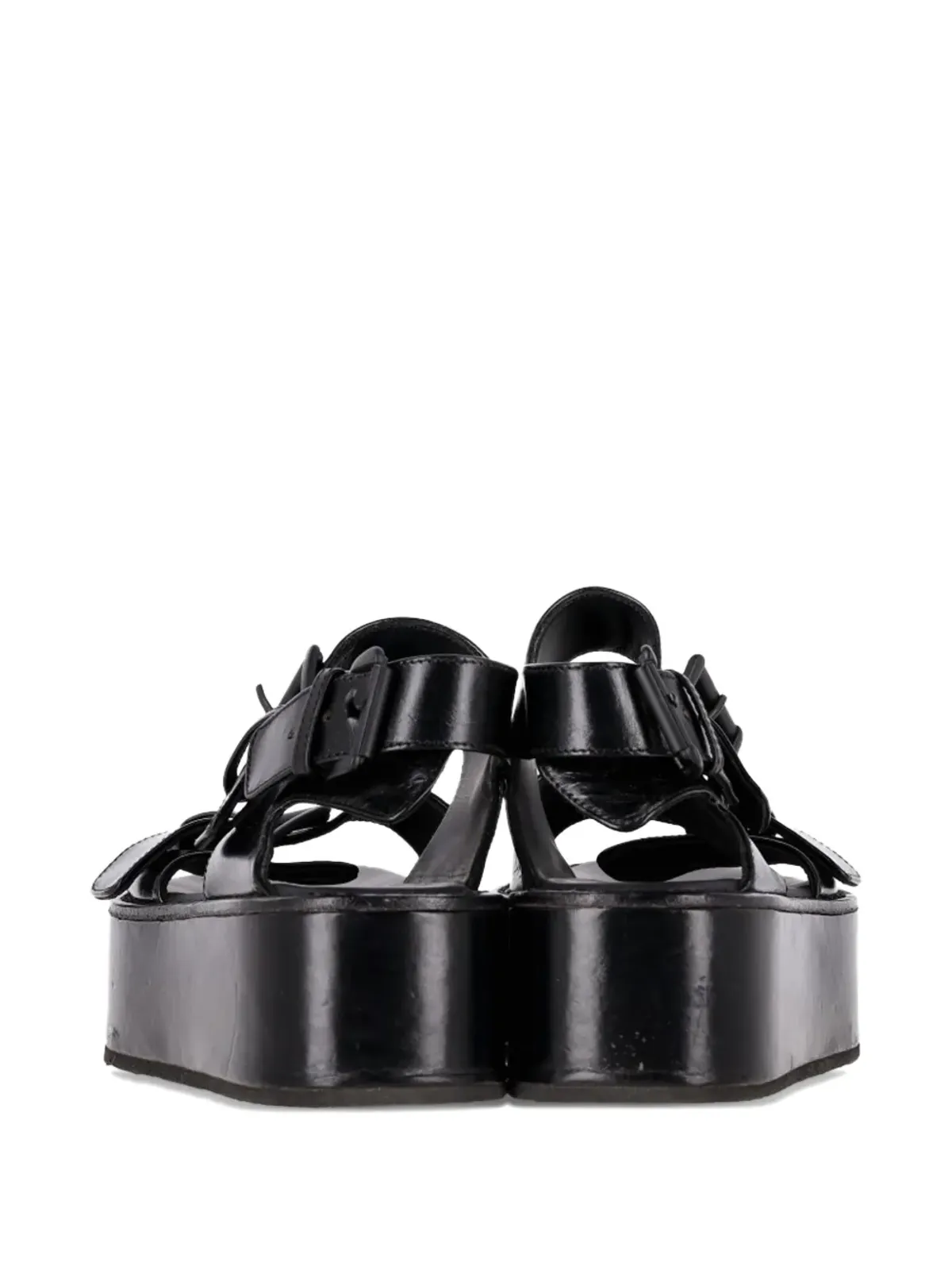 Ann Demeulemeester Vintage レザーのストラップ付きプラットフォームサンダル - ブラック - 画像4