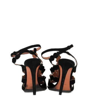 Alaïa Pre-Owned グラディエーター ブラックサンダル - サムネイル3