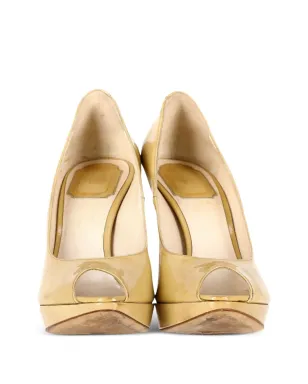 Christian Dior Pre-Owned オープントゥ パテントレザー パンプス（イエロー） - サムネイル5