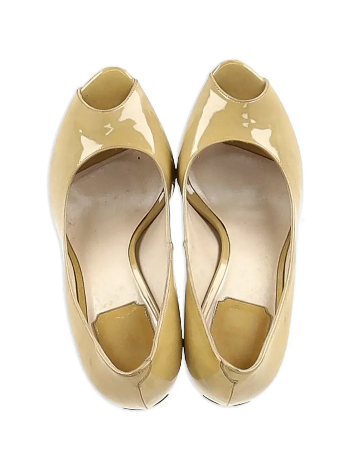 Christian Dior Pre-Owned オープントゥ パテントレザー パンプス（イエロー） - 画像4
