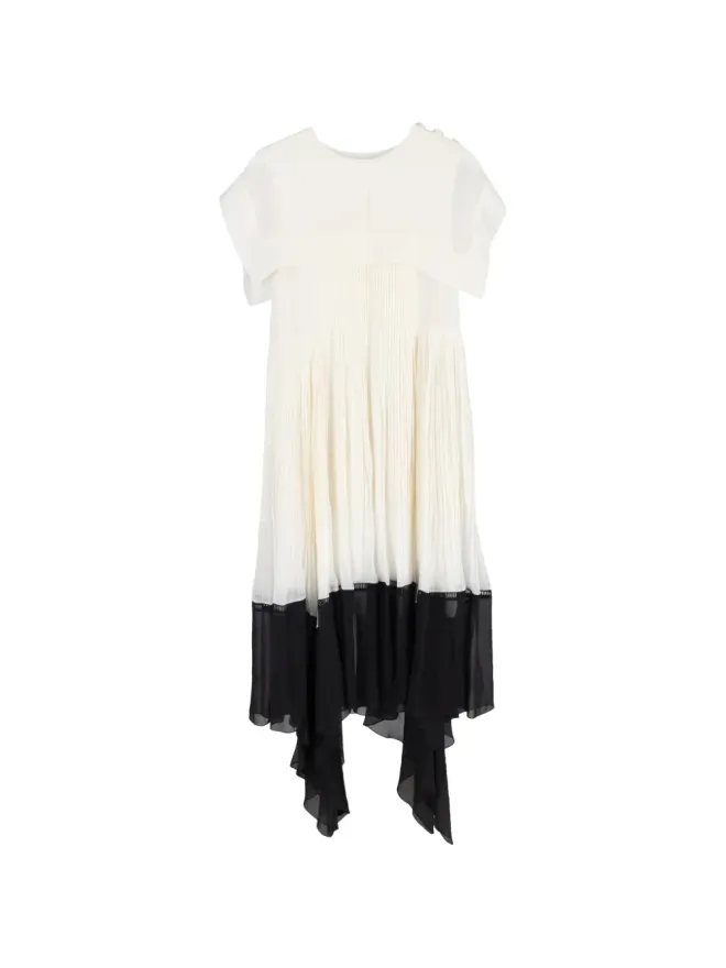 Chloé Vintage Chloé Vintage スクエアカラー プリーツ ミディドレス - Whiteの商品画像