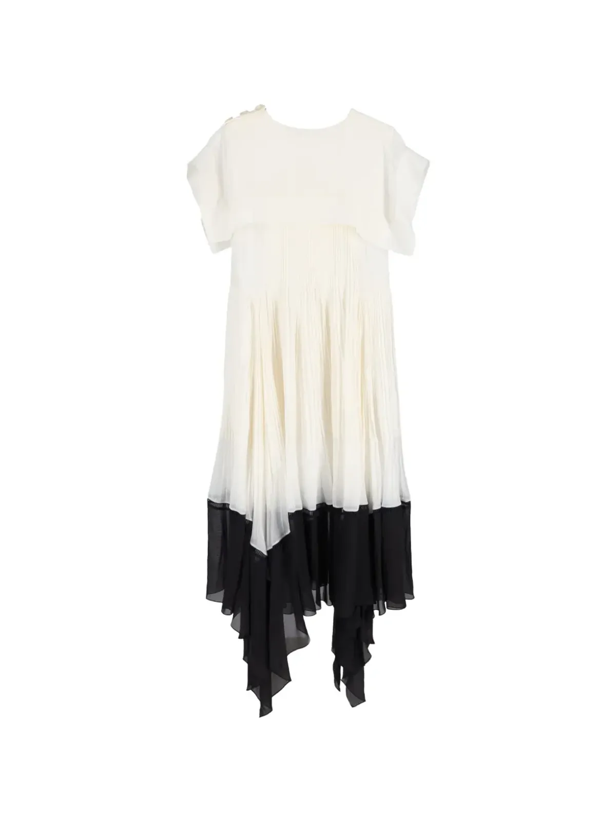 Chloé Vintage スクエアカラー プリーツ ミディドレス - White - 画像2