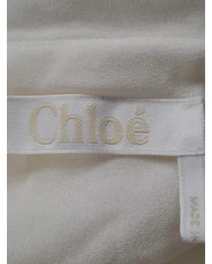 Chloé Vintage スクエアカラー プリーツ ミディドレス - White - サムネイル3
