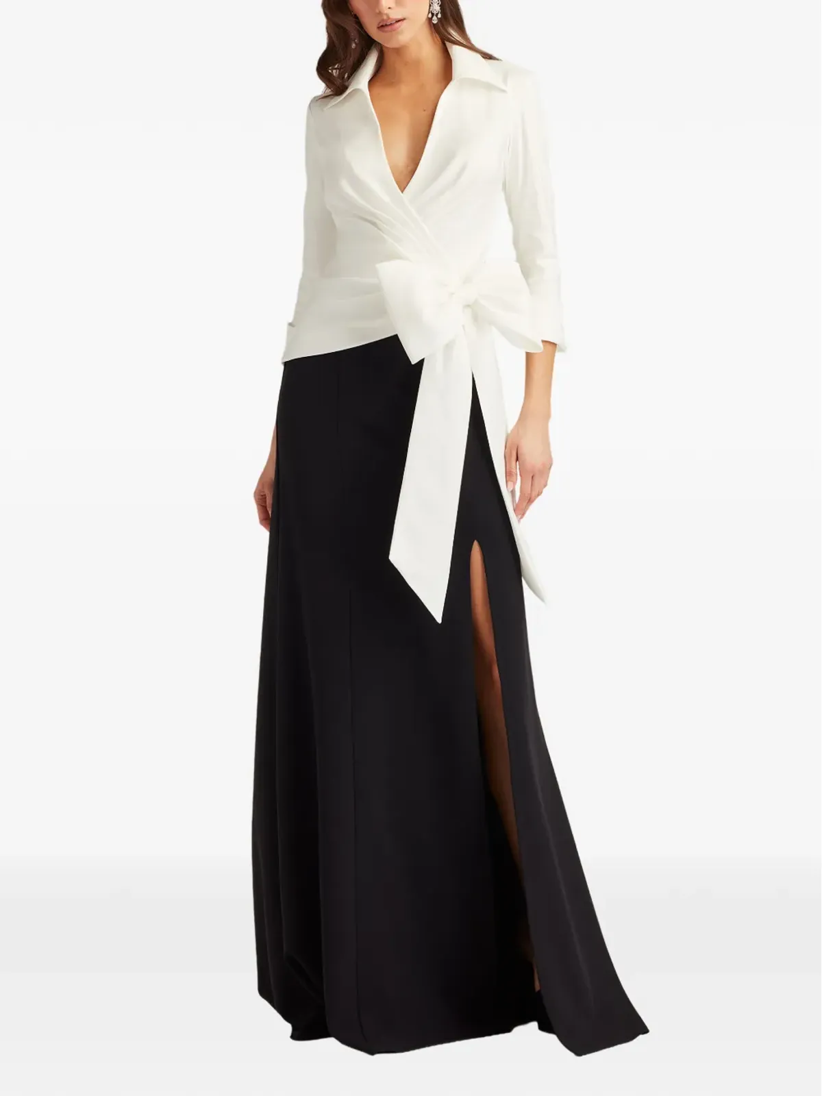 Tadashi Shoji ボウディテール Vネック パネルドレス - 画像2