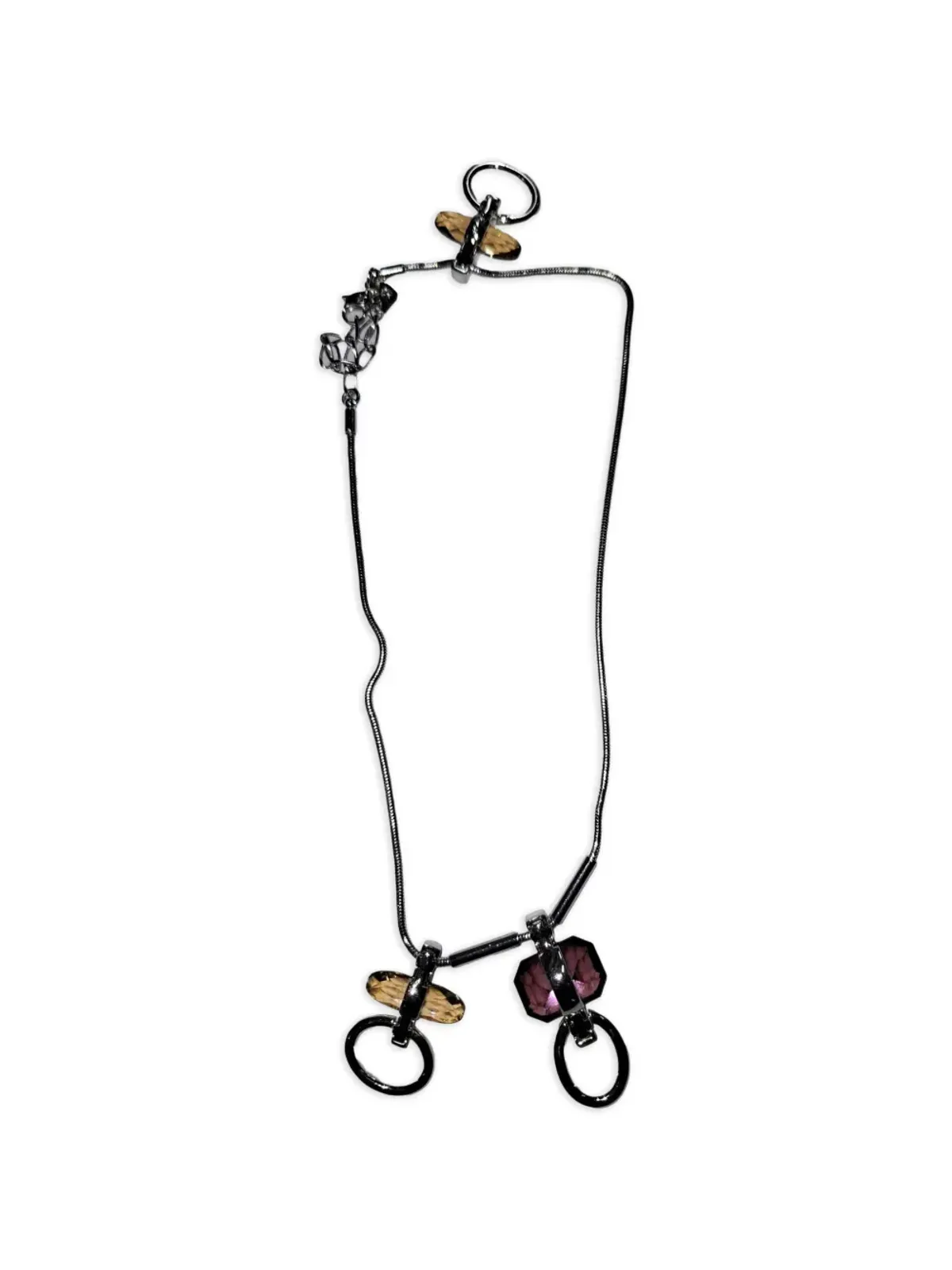 Swarovski Vintage クリスタルペンダント イヤリングとネックレス セット - シルバー - 画像1