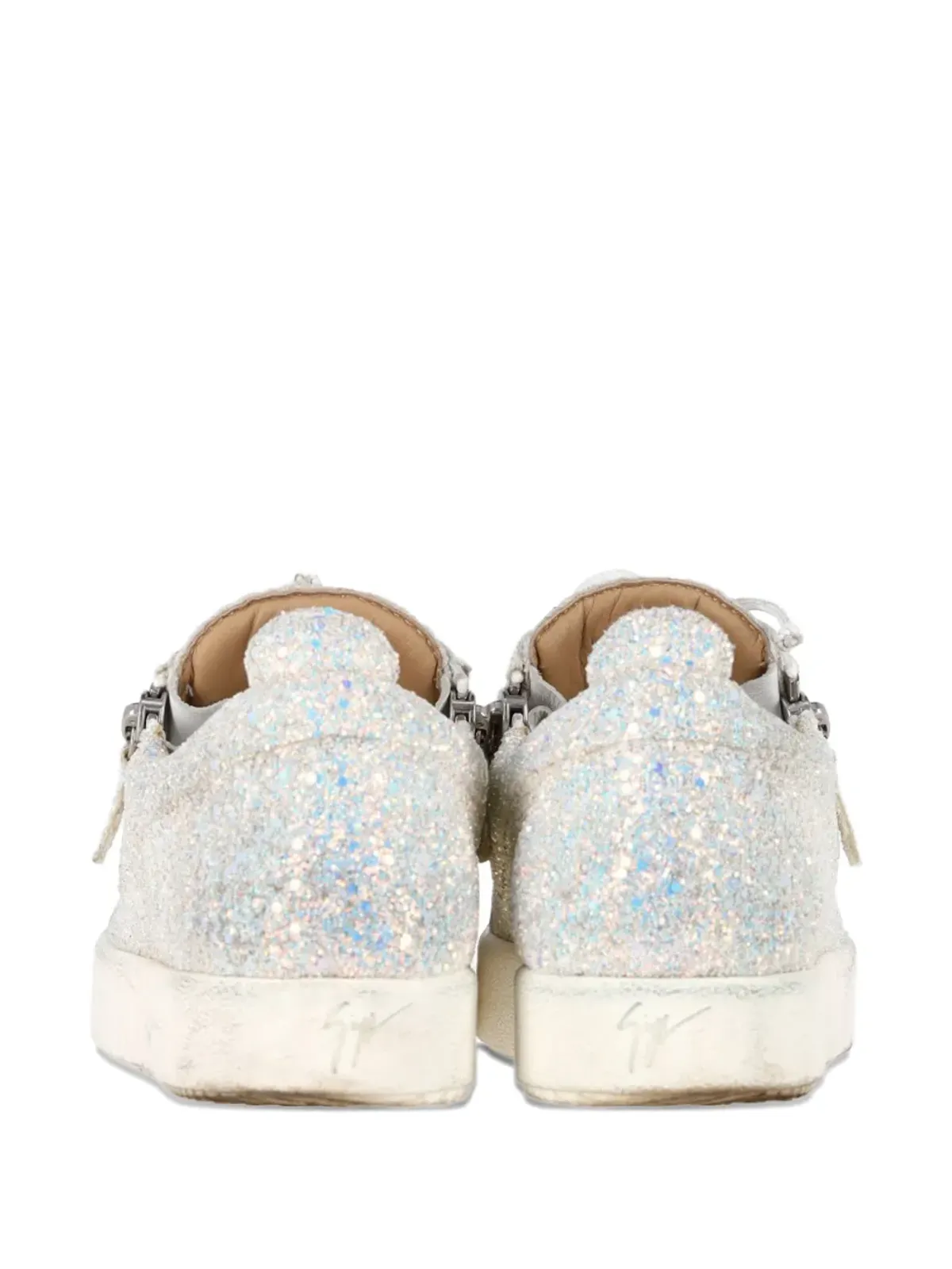 Giuseppe Zanotti Vintage May London グリッターZIPスニーカー（ホワイト） - 画像2