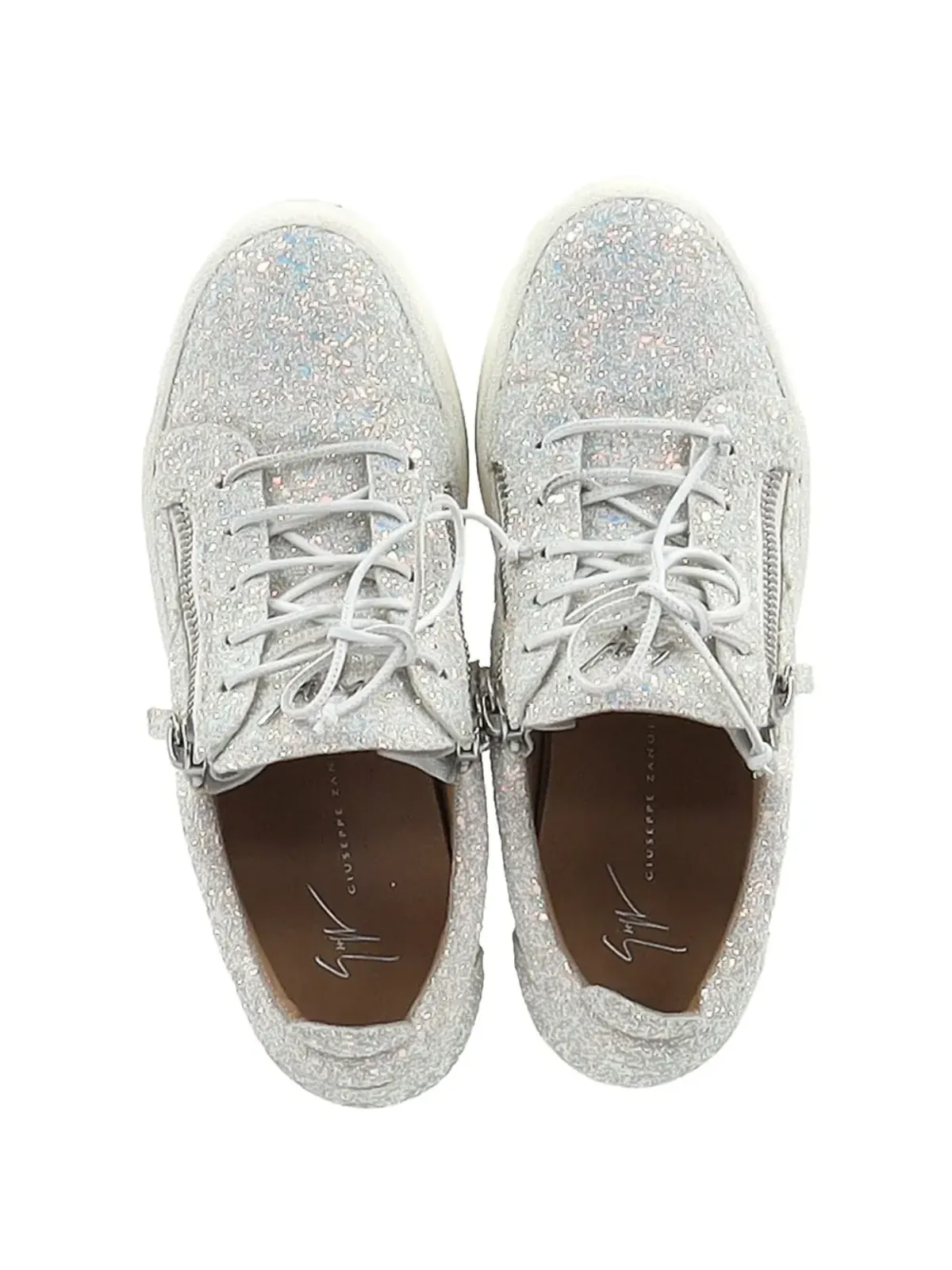 Giuseppe Zanotti Vintage May London グリッターZIPスニーカー（ホワイト） - 画像3