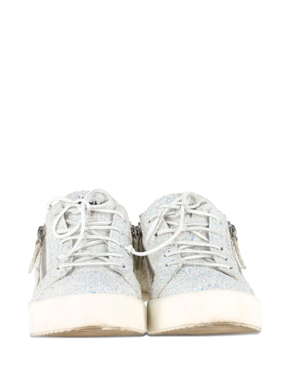 Giuseppe Zanotti Vintage May London グリッターZIPスニーカー（ホワイト） - 画像4