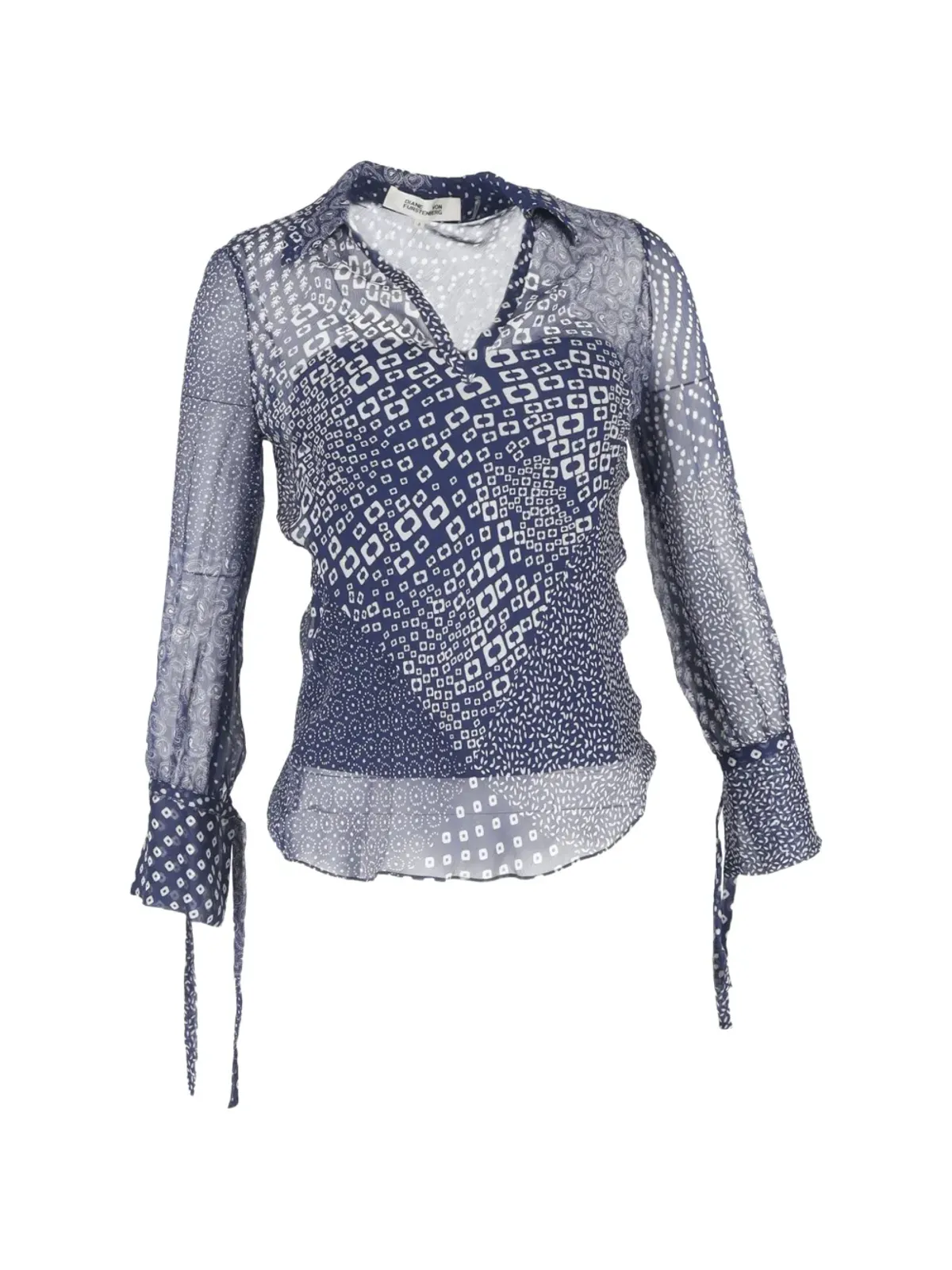 Diane Von Furstenberg Vintage プリントVネック ブラウス - 画像1