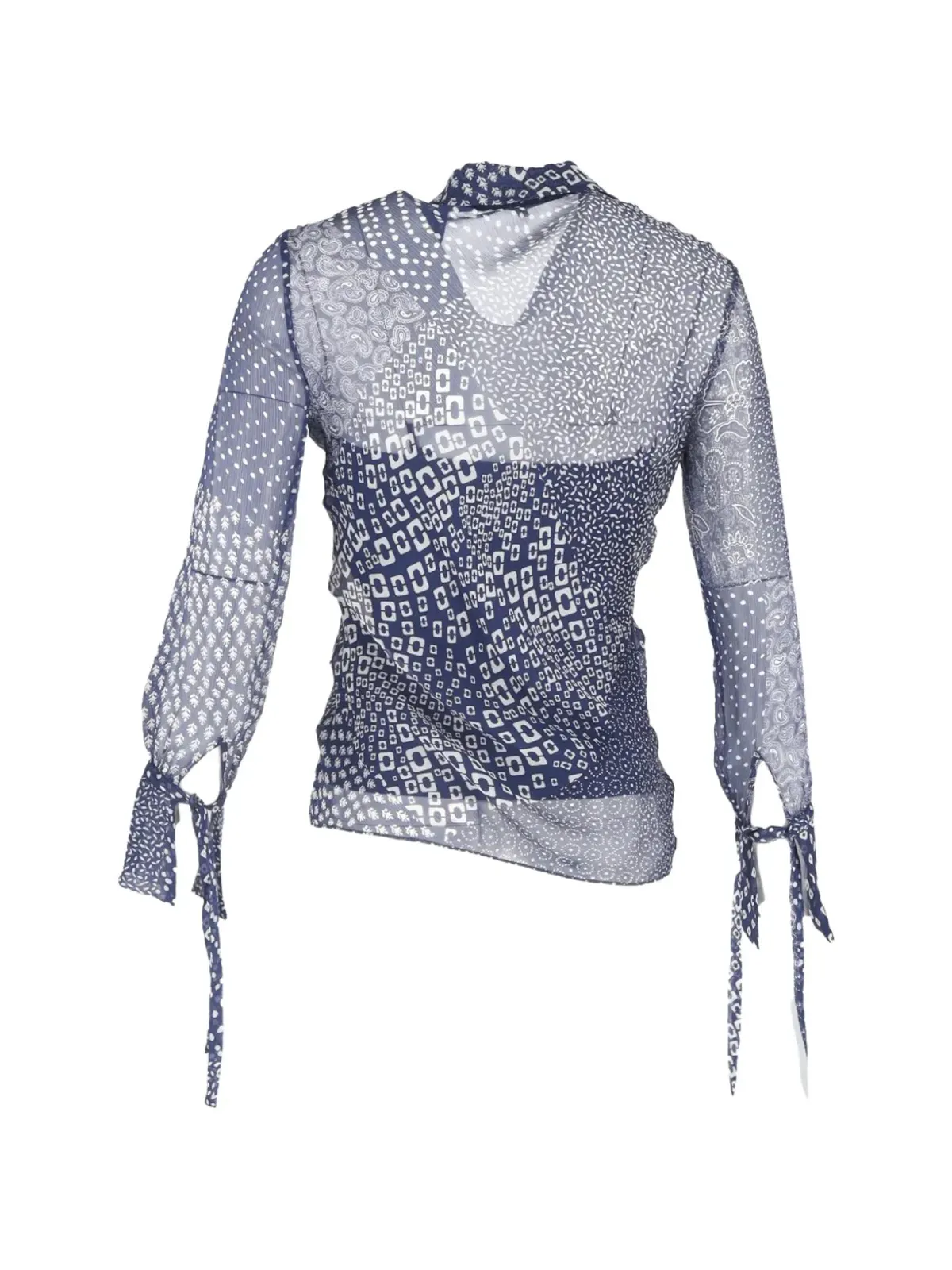 Diane Von Furstenberg Vintage プリントVネック ブラウス - 画像2
