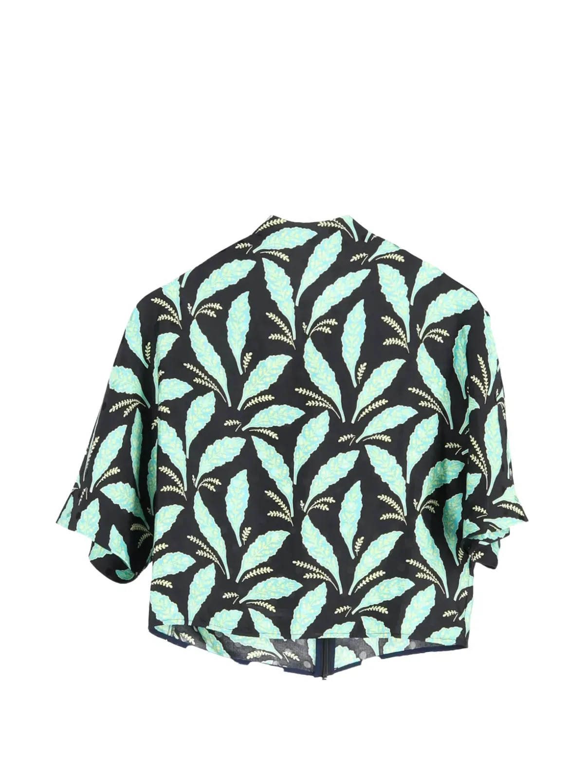 Diane Von Furstenberg Vintage リーフプリント ブラウス（ブラック） - 画像2