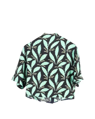 Diane Von Furstenberg Vintage リーフプリント ブラウス（ブラック） - サムネイル2
