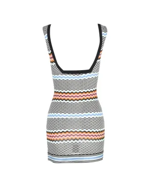 Missoni Pre-Owned スクエアネック ミニドレス ブラック - サムネイル2