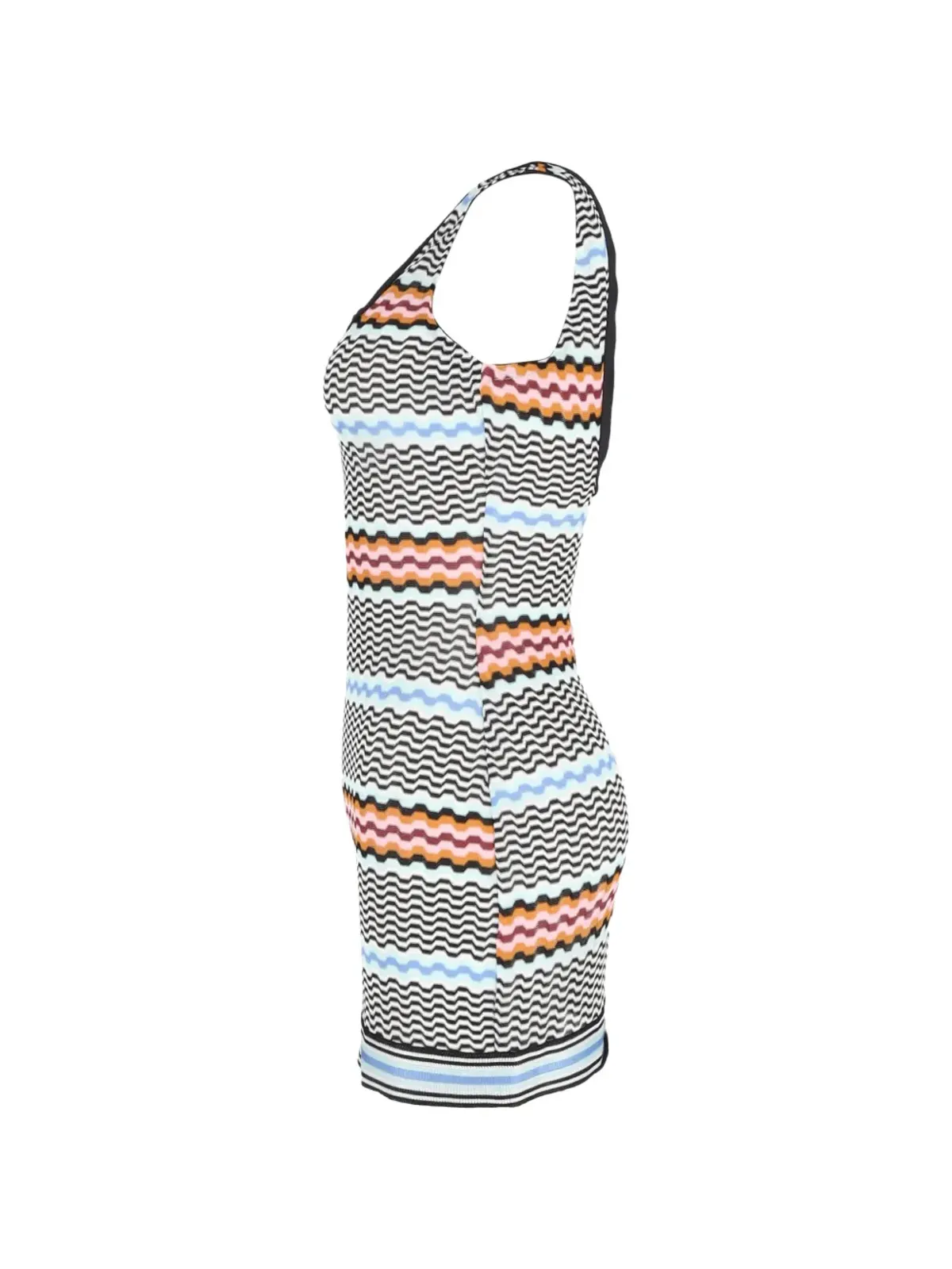 Missoni Pre-Owned スクエアネック ミニドレス ブラック - 画像3