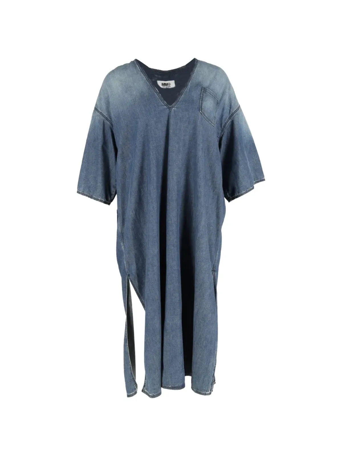 Maison Martin Margiela Pre-Owned Vネック・サイドスリット・ミディドレス - 画像1