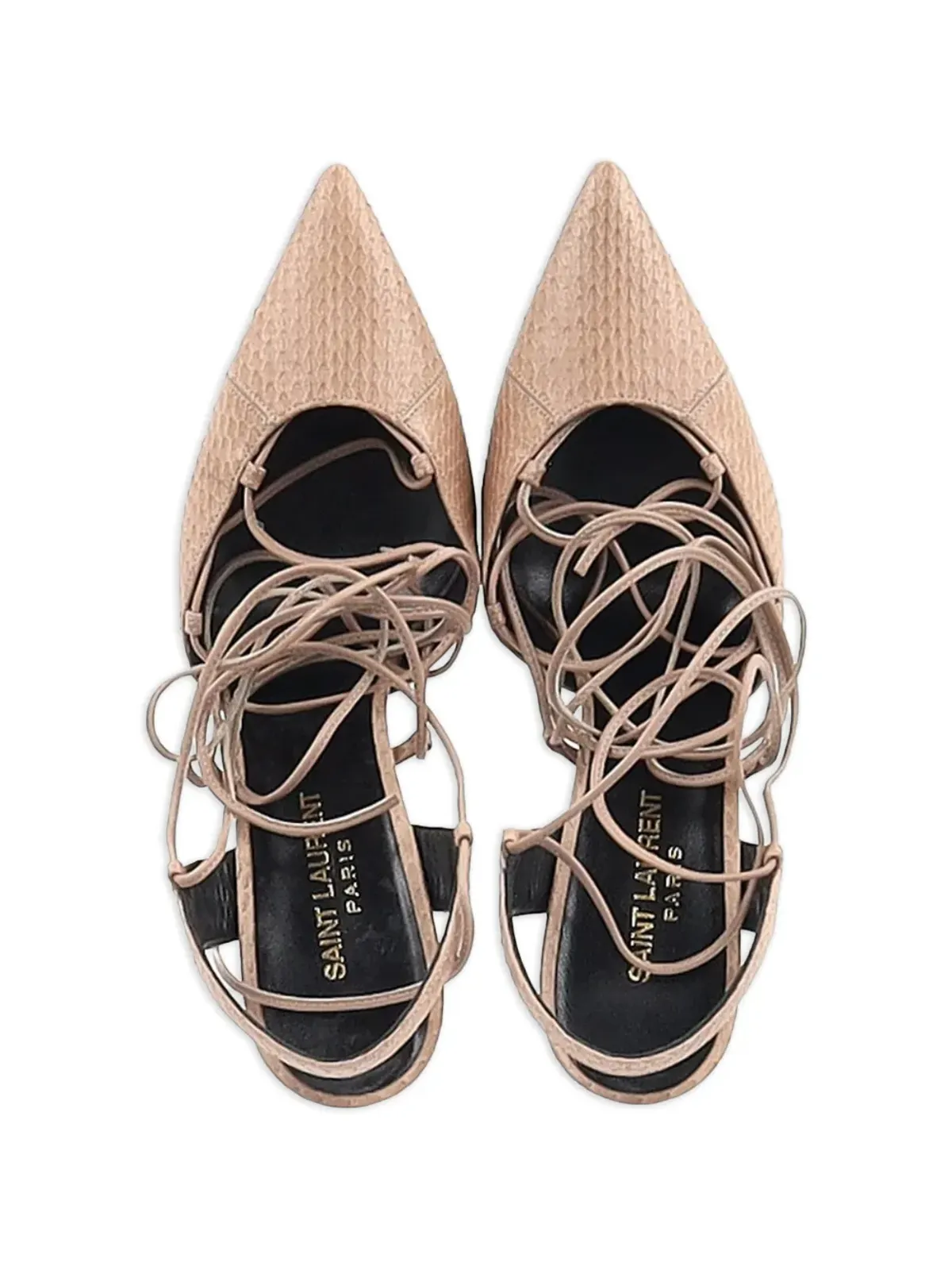 Saint Laurent Pre-Owned 蛇皮型押しパンプス（ベージュ） - 画像4