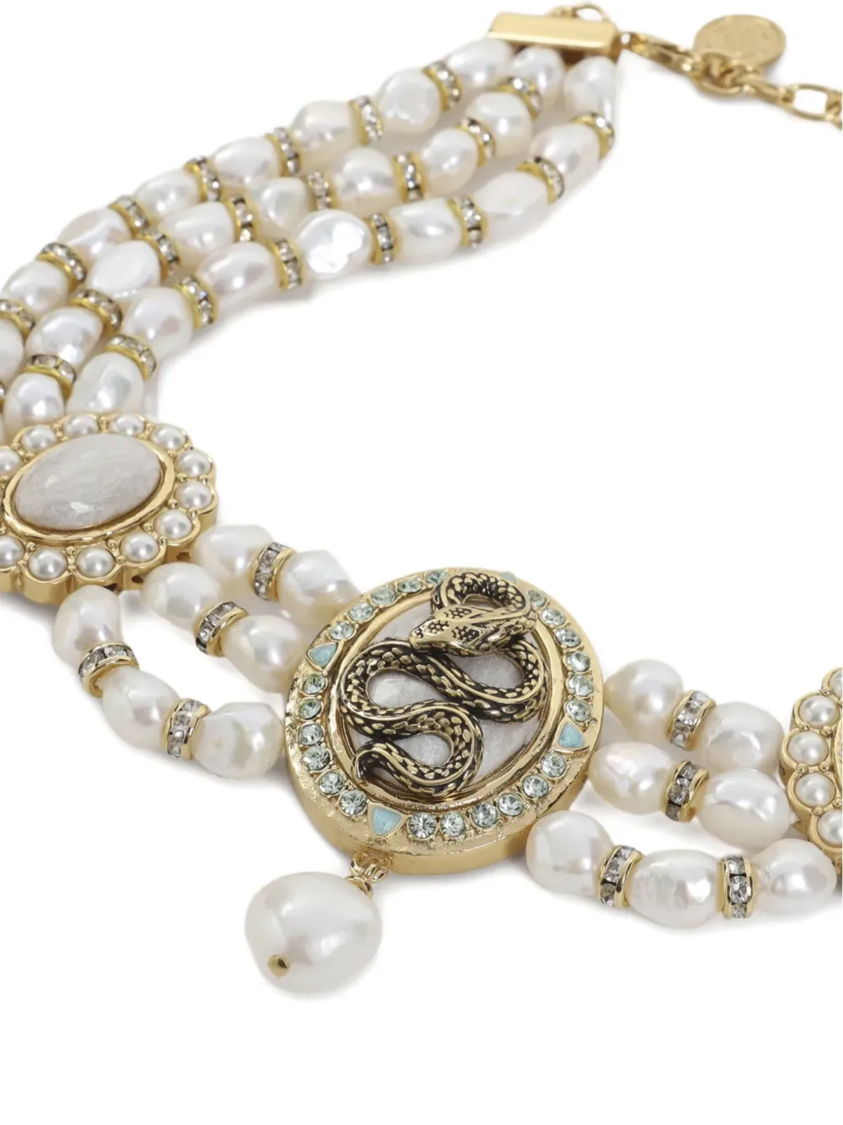 Roberto Cavalli パールスネークチャーム ネックレス - 画像2