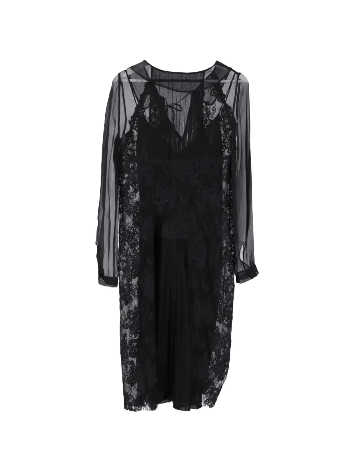 Alberta Ferretti Vintage レースプリーツミディドレス - 画像2