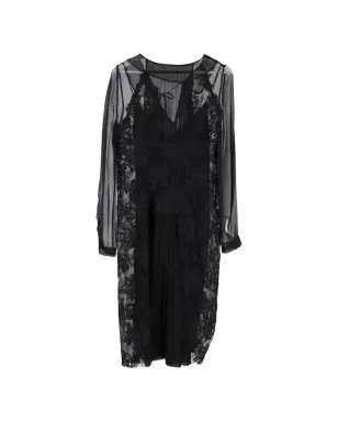 Alberta Ferretti Vintage レースプリーツミディドレス - サムネイル2