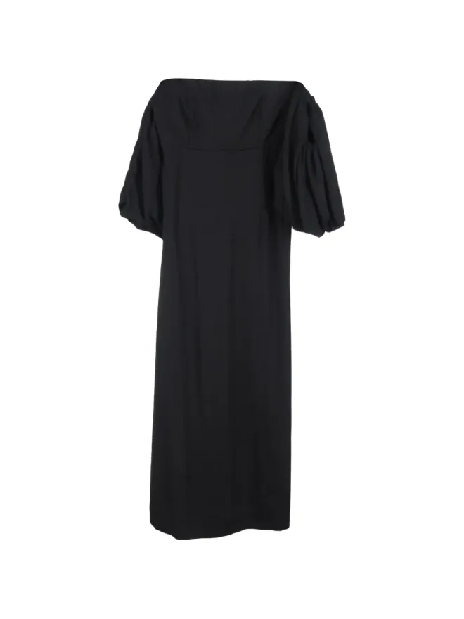 Mother Of Pearl Mother Of Pearl puff-sleeve midi dress - Blackの商品画像