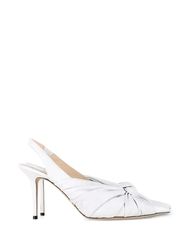 Jimmy Choo Pre-Owned Jimmy Choo Vintage アナベル ノット付き ポインテッド・スリングバック・パンプス - Whiteの商品画像