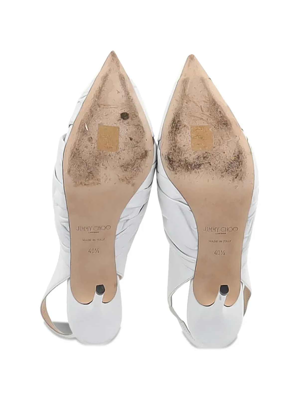 Jimmy Choo Vintage アナベル ノット付き ポインテッド・スリングバック・パンプス - White - 画像5
