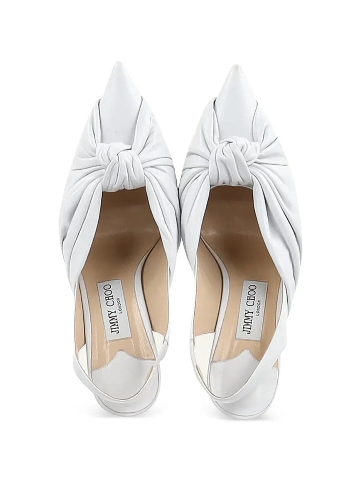 Jimmy Choo Vintage アナベル ノット付き ポインテッド・スリングバック・パンプス - White - 画像3
