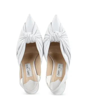 Jimmy Choo Vintage アナベル ノット付き ポインテッド・スリングバック・パンプス - White - サムネイル3