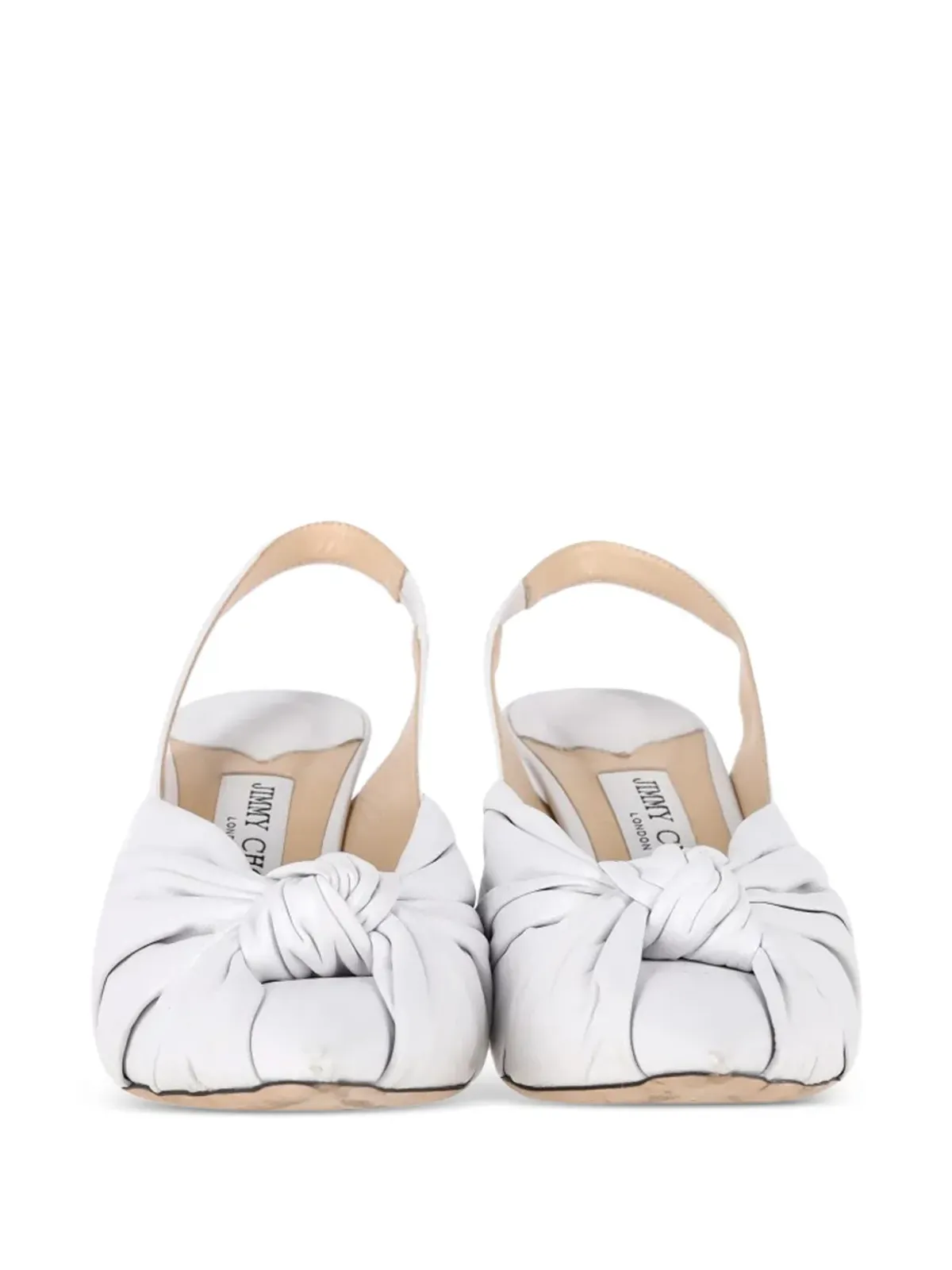 Jimmy Choo Vintage アナベル ノット付き ポインテッド・スリングバック・パンプス - White - 画像4